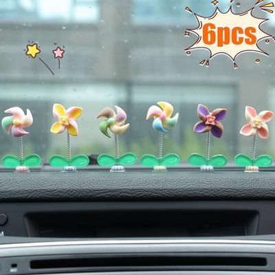 New Auto Cute Little Windmill Rotating Shaking Head Creative Resin Ornaments Car Centre Console Mirror Decorative Accessories