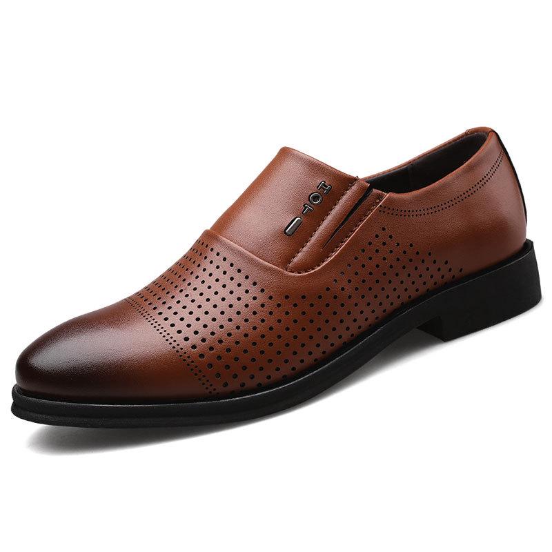 

Мужская деловая деловая кожаная обувь, перфорированная дышащая мужская обувь, полые туфли, универсальная повседневная обувь 41