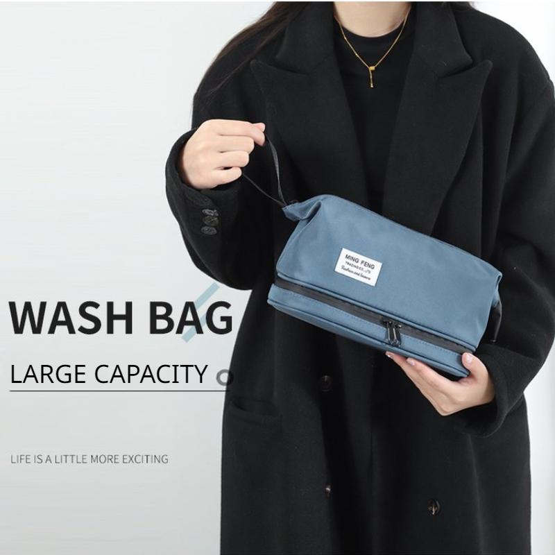

Спортивна відпочинок Портативна косметична сумка Сухе-мокре розділення На відкритому повітрі Дорожня сумка для зберігання косметики Для відряджень для миття Туалетні сумки для чоловіків і жінок синій
