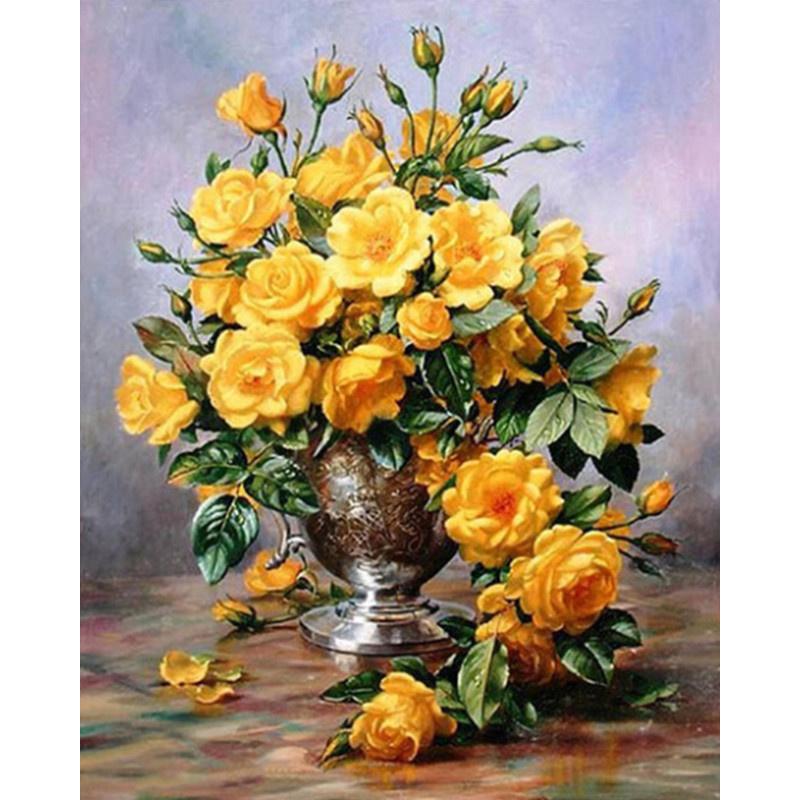 5D DIY Diamond Painting Flowers In Oil Painting Diamond Embroidery Cross Stitch Kit Full Rhinestone Mosaic Home Decor