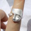 Adjustable Mystical Masked Face Ring Metal Silver Color Goth Style Ring Open Rings  Evening Dinner