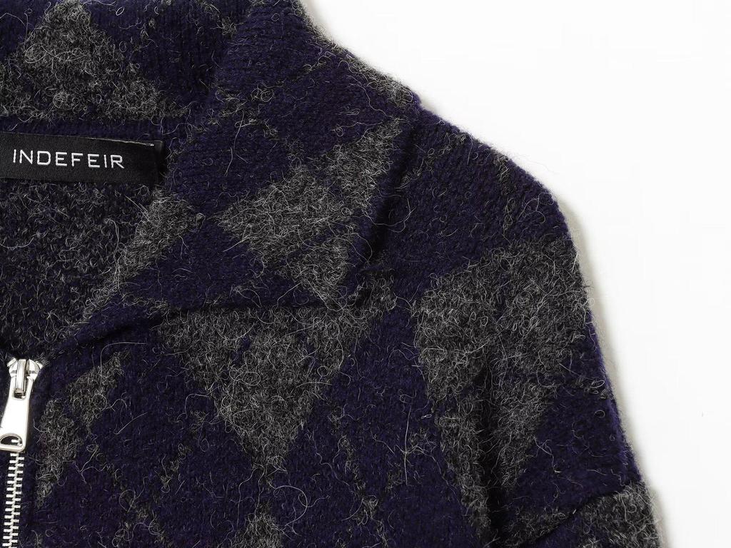 European and American Women's Diamond Pattern Knit Pilot Jacket Coat