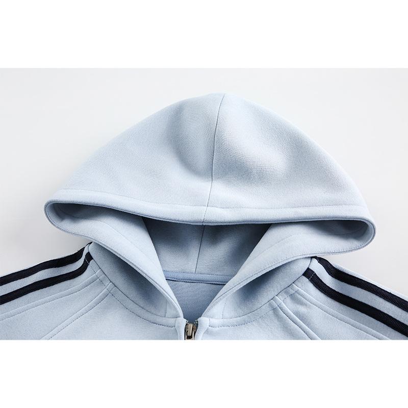 Women's Spring-Autumn Sweatshirt Jacket Trendy Striped Basic Hooded Cardigan