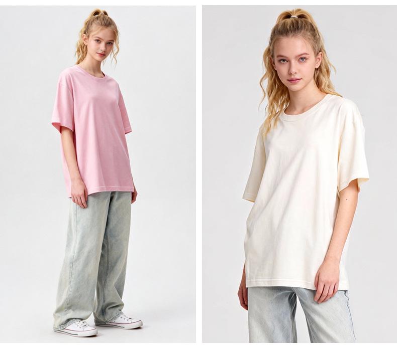 Women's 200g Pure Cotton Short Sleeve Round Neck T-shirt - Solid Color, Casual Fit