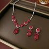 Cross-border Trendy Zircon Earrings & Colorful Floral Necklace Set