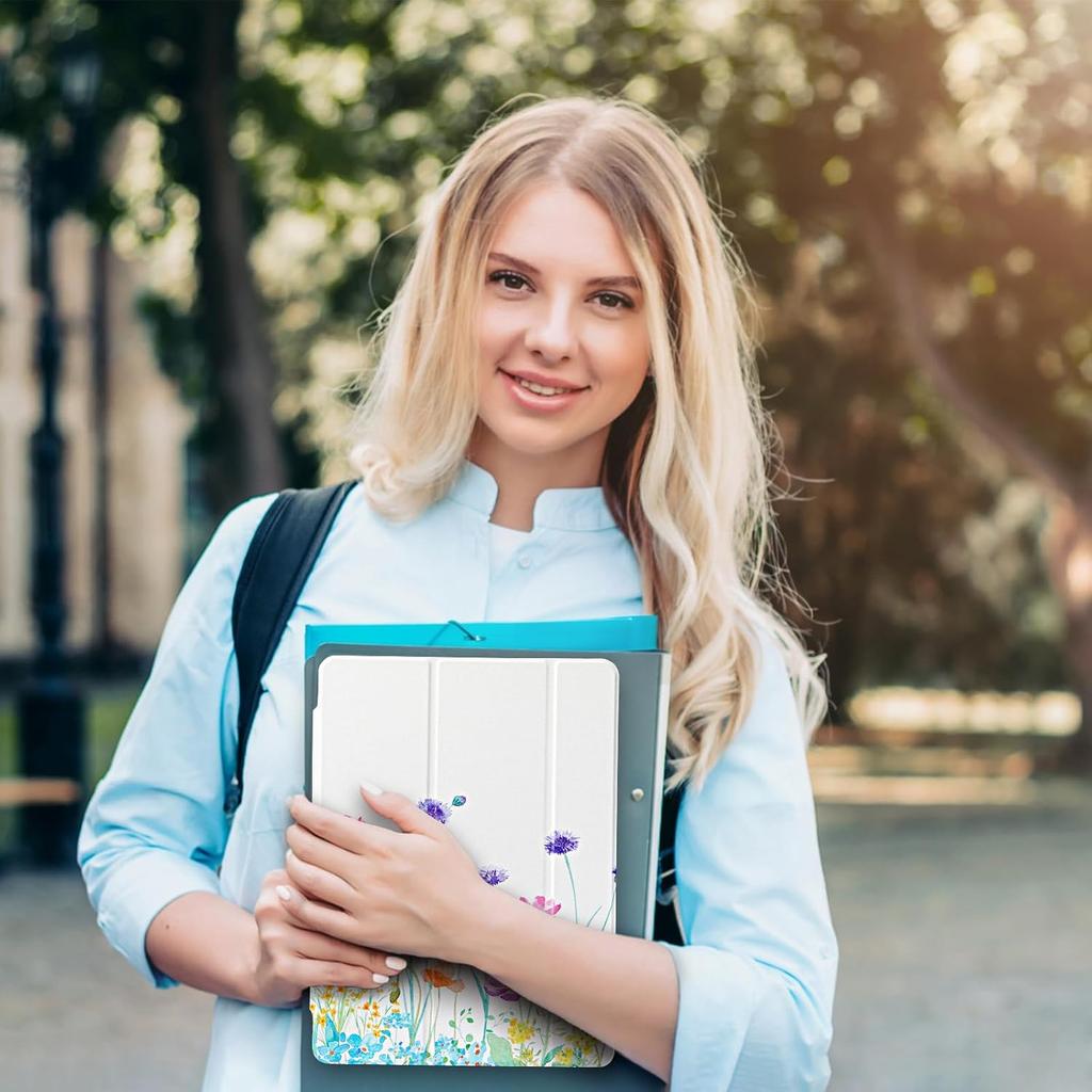 for iPad 9th/8th/7th Generation 10.2 Inch Case, Protective Trifold Case with [Pencil Holder][Auto Wake/Sleep][Transparent Back] for iPad 10.2’’