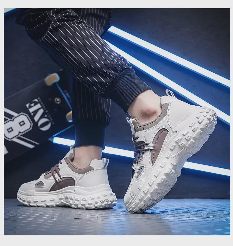 2024 Autumn Men's Breathable Sports Shoes - Korean Style, Non-Slip, Thick-Soled, All-Match Dad Sneakers