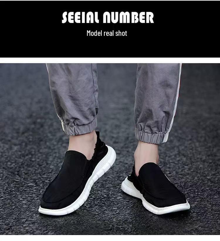 Tênis Masculino de Lona Slip-On Respirável - Tênis Casuais Confortáveis de Malha de Seda de Gelo para Primavera e Outono