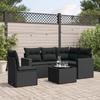 Vidaxl 6-Cz. Gartenmöbel-Set mit Kissen, Schwarzer Polyrattan