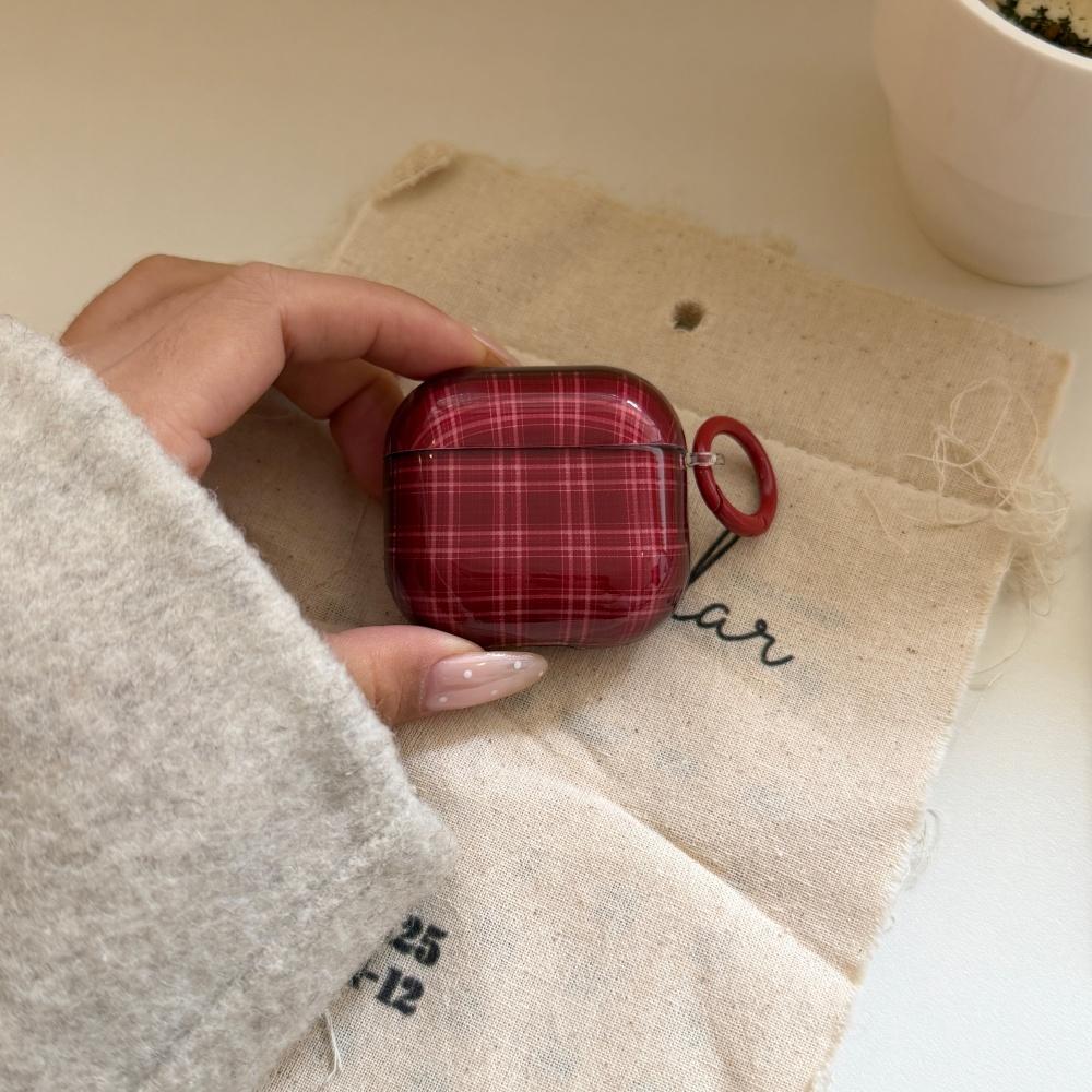 Nische rotes Karomuster halbtransparent AirPods 4. Generation Ohrhörerhülle das neue Modell ist geeignet für Apple 2. Generation AirPods 3. Generation Schutz
