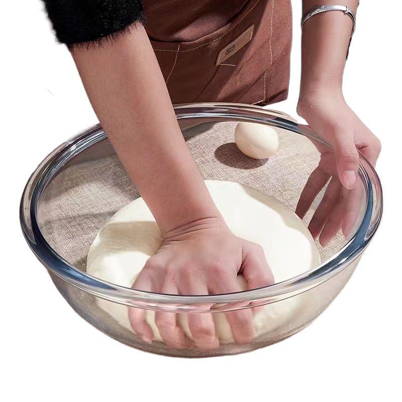 Large-Capacity Glass Washbasin: Thick, Transparent, Multipurpose Bowl for Home Use - Perfect for Filling, Egg Beating, and Vegetable Washing.