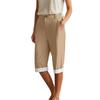 Fashion Pants For Women Color Cotton Linen Fashion Loose High Waist Casual Cropped Pants