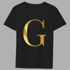 Fashion T-shirt Black Men's 26 English Letters Gold Printing Pattern Series Casual Round Neck Commuter Comfortable Top T-Shirts Men’s