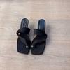 Women's Summer High-end Sense of Outer Slippers Autumn New Open-toed High-heeled Square-toed Thin-heeled Sandals