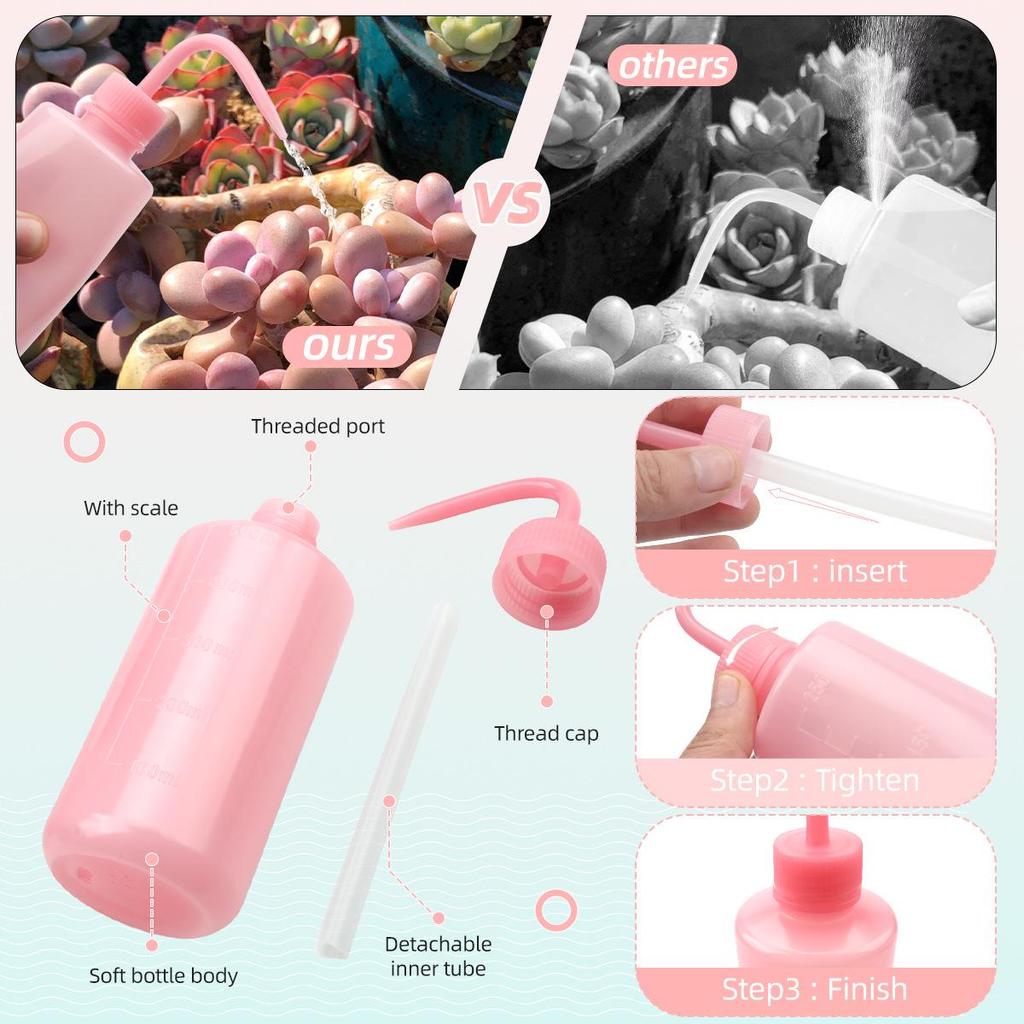 Multi-Capacity Eyelash Cleaning Squeeze Bottle - Curved Spout, 150/250/500ml