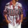 Men's Casual Long Sleeve Shirt with Halloween Print for Spring and Fall