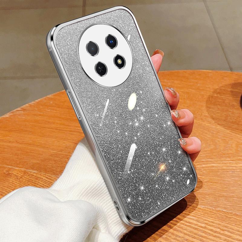 KEYSION Luxury Plating Glitter Phone Case for HONOR X9c 5G Transparent Soft TPU Shockproof Back Cover for Honor Magic 7 Lite 5G