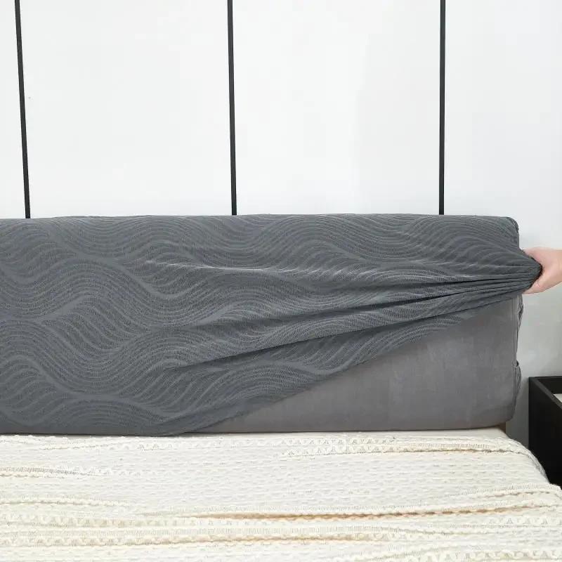 1 PC Splash Proof Headboard Cover Wave Pattern Headboard Cover Knitted Elastic Jacquard Bedside Cover for Bed In Bedroom