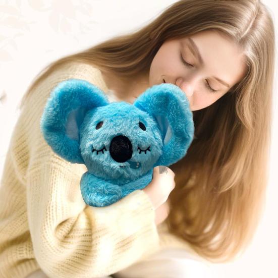 Baby Koala Plush Sensory Toy Anxiety Relief Stuffed Animal 5-Speed Breathing Light & Moving Ears Machine Washable Doll with Soothing Music