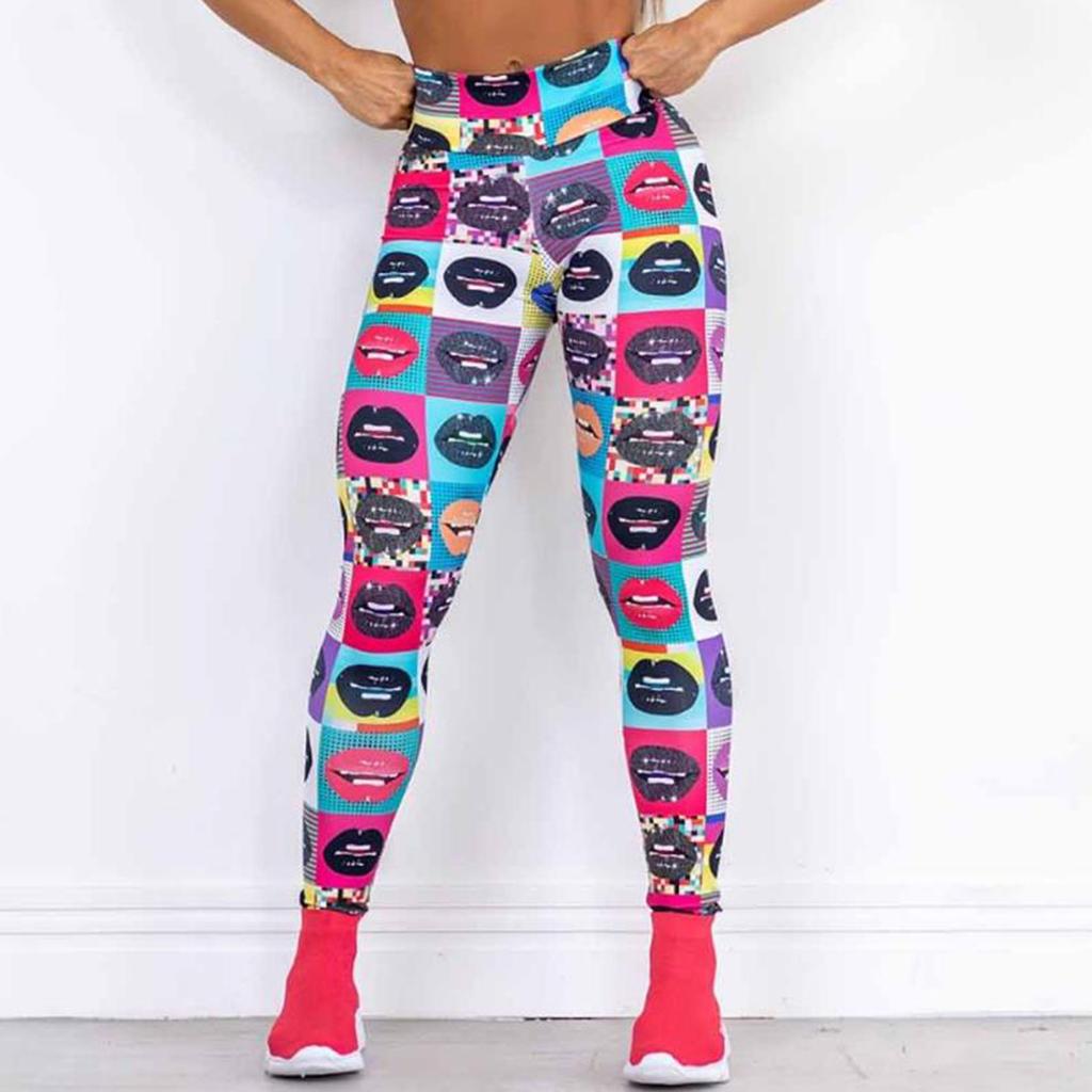Printed Tight Pants, High Waisted Sports Leggings, Women's Yoga Clothes, Yoga Pants, Elastic Sports Pants