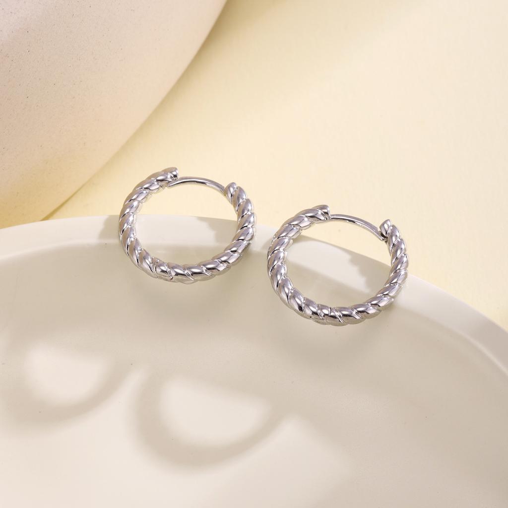 Nidin Trendy S/M/L Size Twisted Small Hoop Earrings For Women Minimalist Lightweight Comfortable Daily Wear Fashion Ear Jewelry