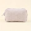 Large Capacity Striped Plaid Makeup Bag, Durable Polyester with Lace Trim, Toiletry Cosmetic Organizer for Brushes