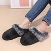 Plaid Warm Cotton Slippers Women Plush Non Slip Winter Home Shoes Woman Lightweight Soft Sole Unisex Faux Fur Indoor Slippers
