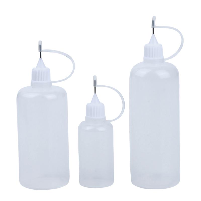 PE Squeezable Needle Tip Dropper Bottles 2Pcs Refillable Applicators for Glue Paint Ink Liquid Dispensing