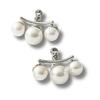 [mico.lor] Stainless Steel Earrings (5) Pearl for Both Ears (2 Pieces In 1 Set) No Holes Required Easy To Remove Earrings for Women Metal Allergy