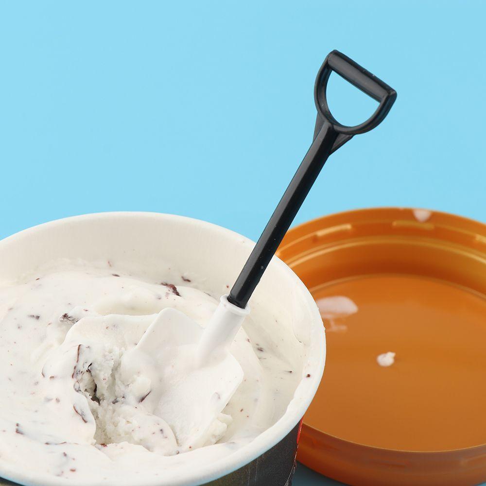 100 Pcs/lot Cute Plastic Party Cutlery Shovel Shape Dessert Stick Ice Cream Spoon Cake Scoop