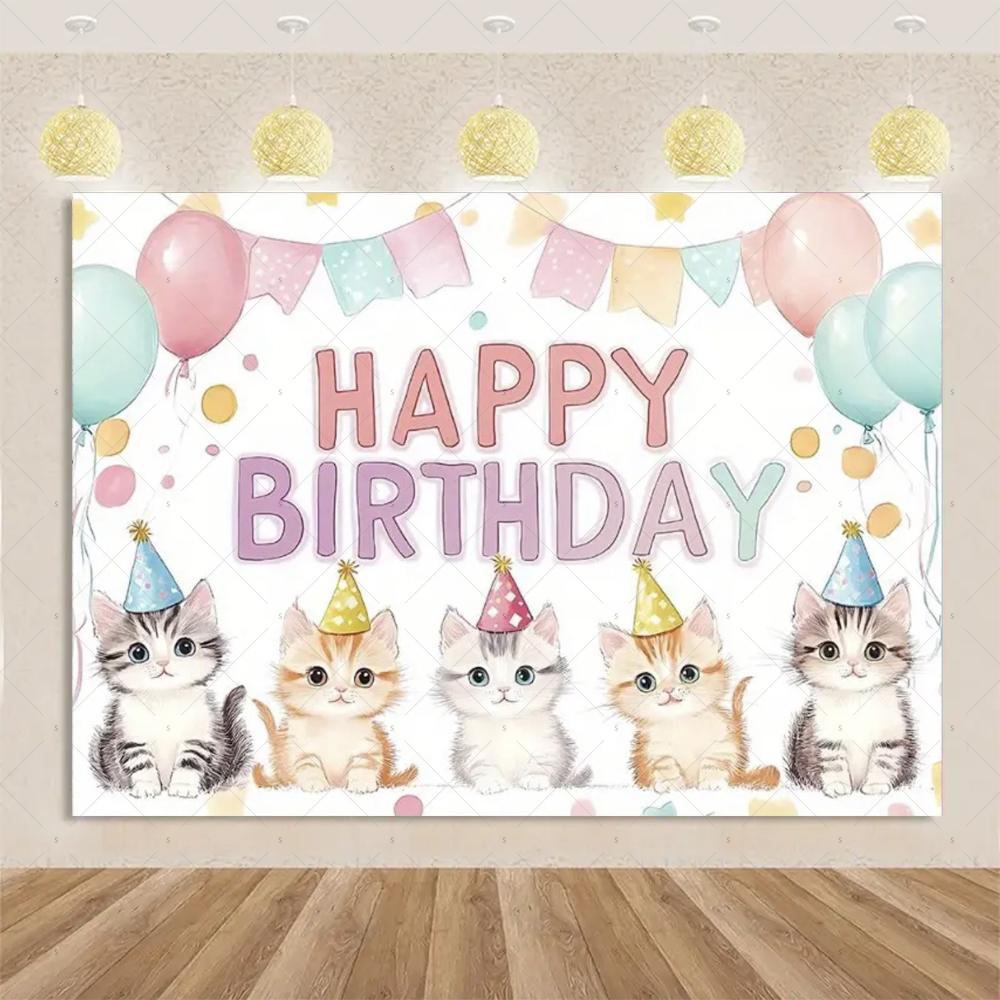Birthday Party Decorations, Cat, Dog, Happy Animal, Children's Family Backdrop, Studio Props2368