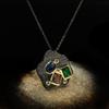 Metal Diamond Geometric Gem Necklace New Style French High end Simple Retro Pendant