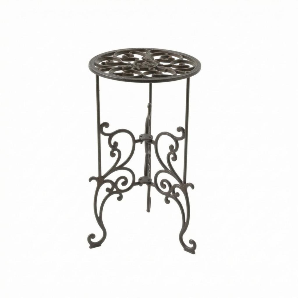 Wrought Iron Plant Stand Freestanding Furniture Scrollwork for Balcony, Entryway