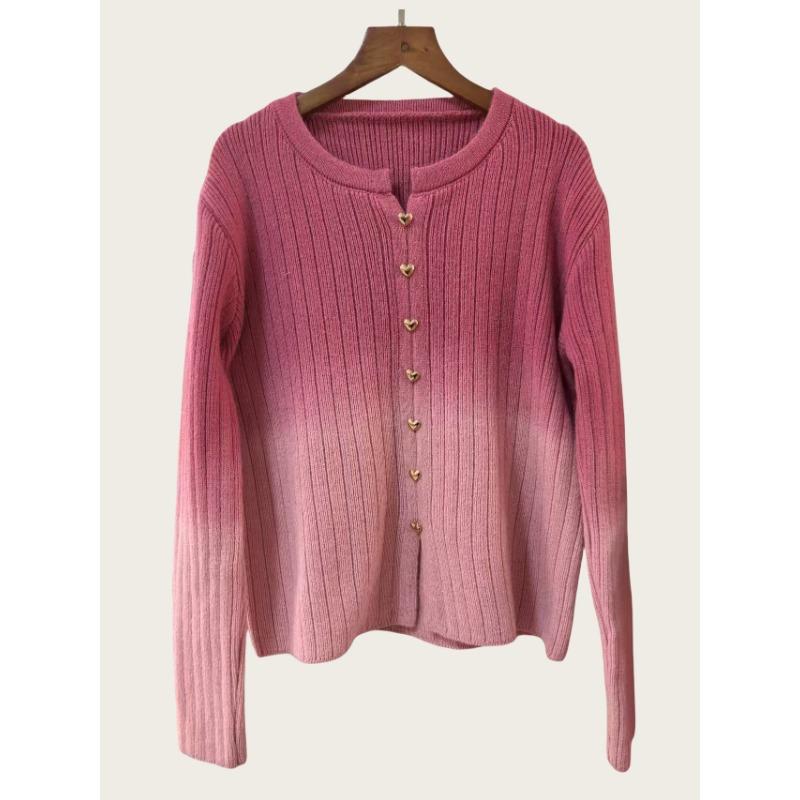 Pink High-end Knitted Sweater for Women Early Autumn New Korean Style Top with Chic Design