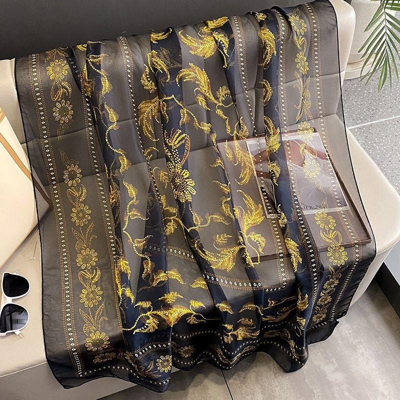 Spring and Summer Delicate Yarn Printed Scarf Travel Sunscreen Thin Shawl Western-style Fashion Scarf