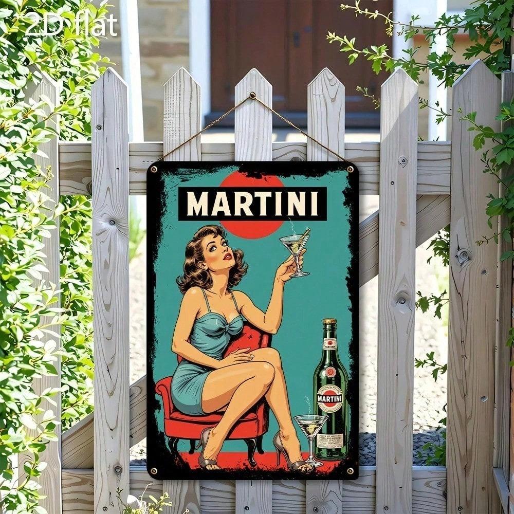 Cartello Metallo Vintage Martini Lattina Segno Retro Bar Arte da Parete Decorazione Film Classico Man Cave Pub Interno Esterno