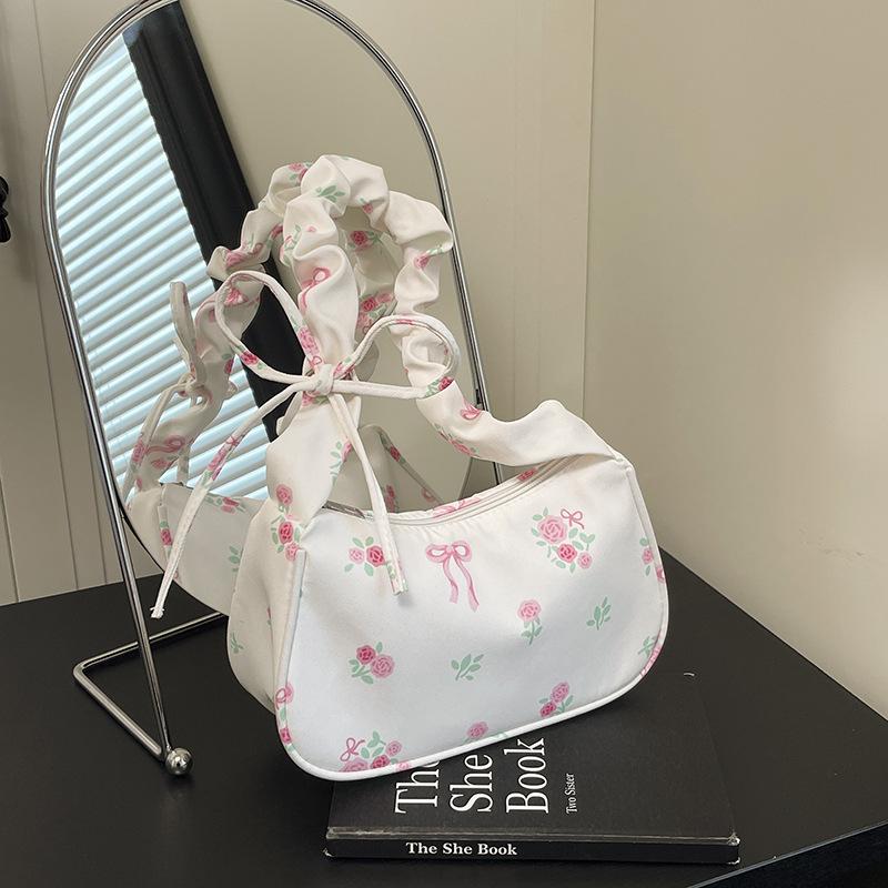 Женская милая цветочная сумка через плечо 2025 - Модная ретро-сумка в корейском стиле белый