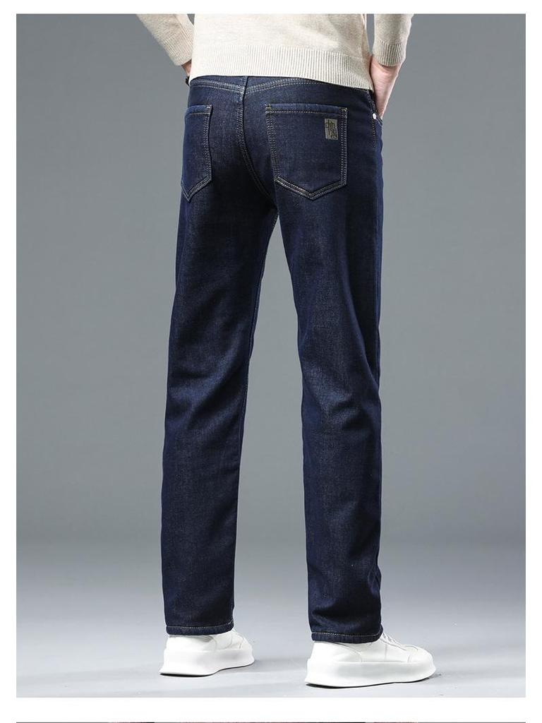 Xintang Herren Lammleder Samtgefütterte Jeans - Lockere Passform, Dick, Warm, Lässige Herbst/Winter Hose