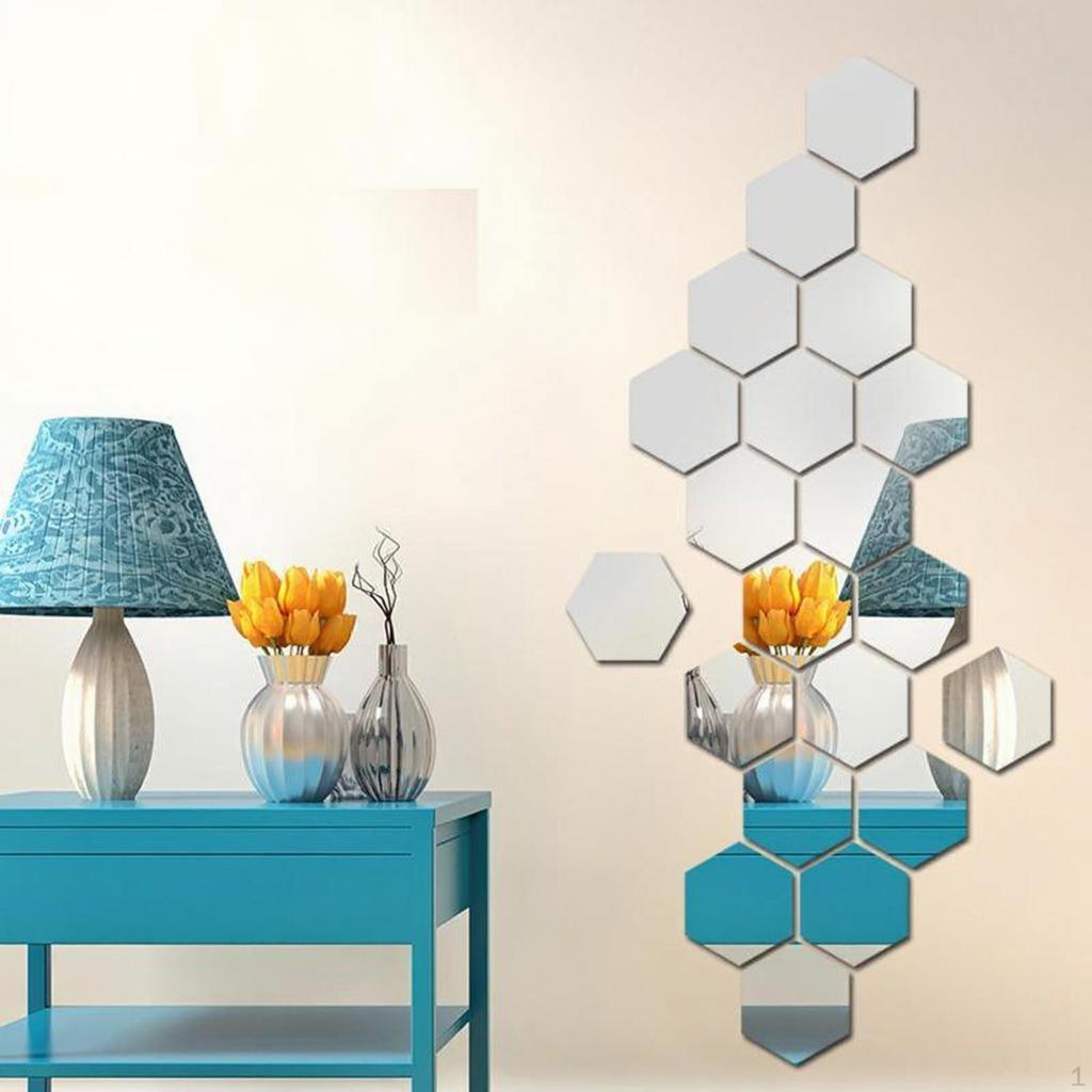 Hexagon Mirror Stickers, Acrylic Wall Decal, Removable Dimensional Decor, DIY for Living Room