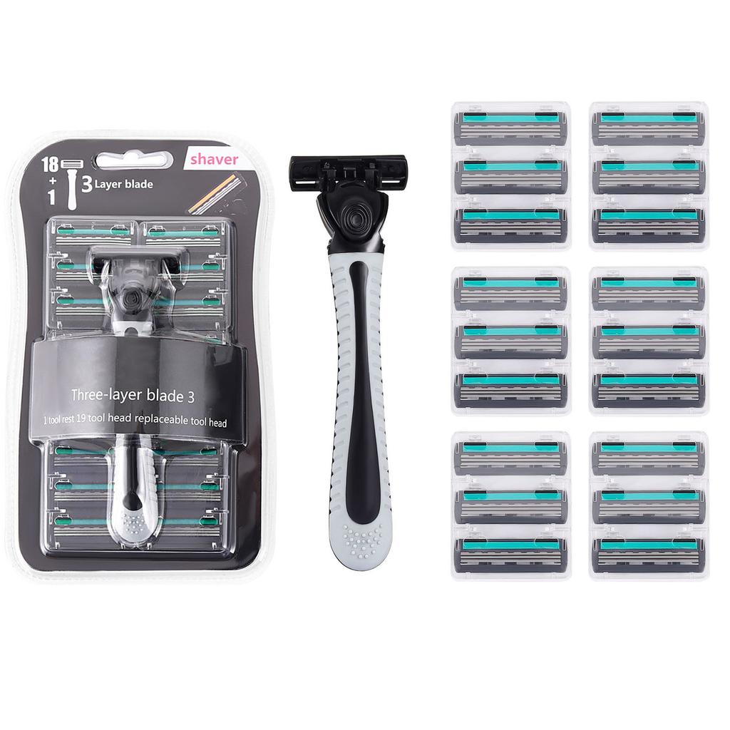 Shaver Men Razor Three Layer Stainless Blade Shaver Reusable Hair Removal Shaver Old Style With Lubricating Strip Manual Razor