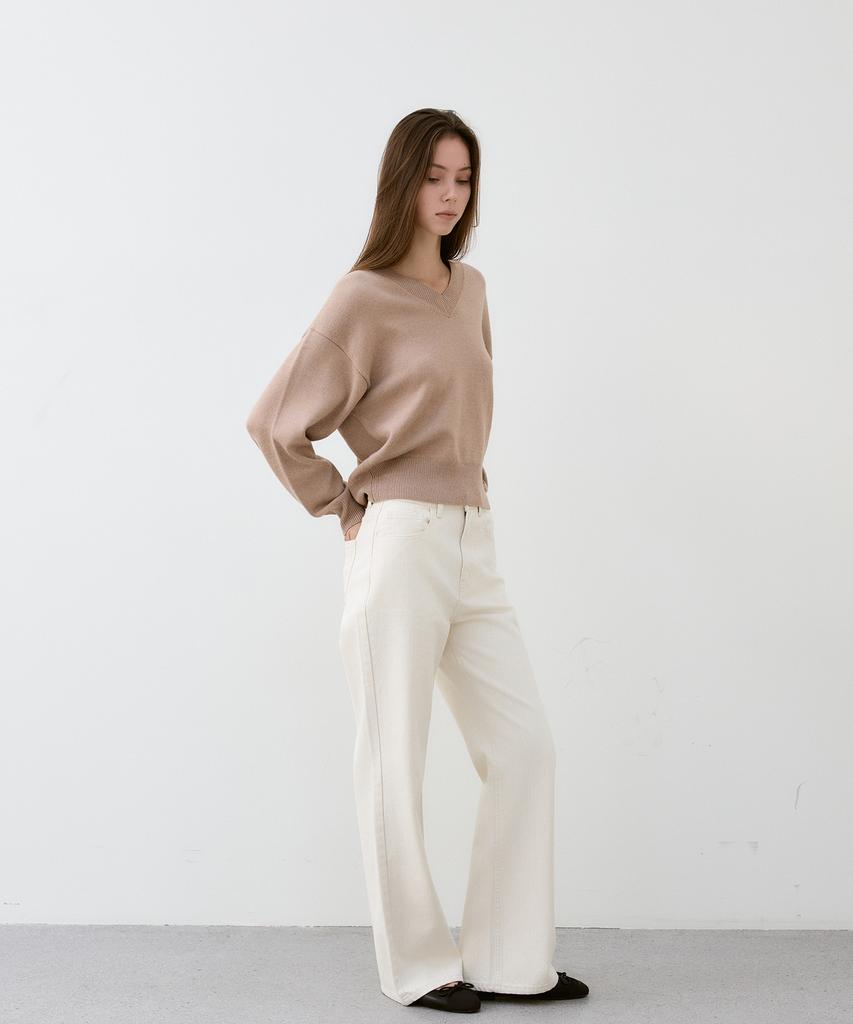 ANTOME Ciel V-Neck Knit (Beige)