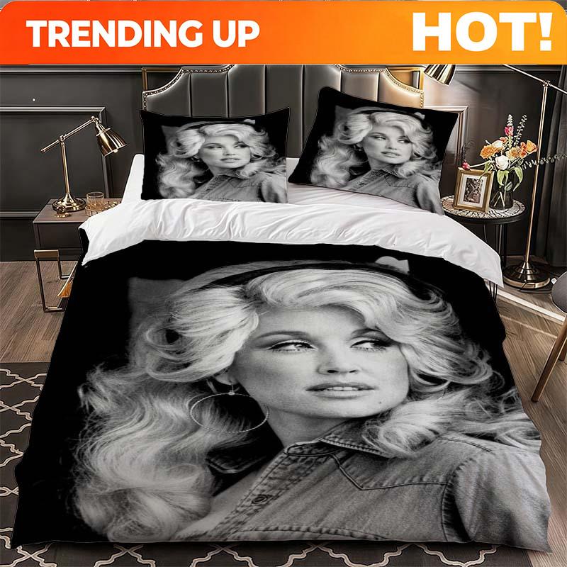 Literie personnalisée sur le thème de Dolly Parton, Convient aux lits de 53,15 à 103,94 pouces, Comprend une housse de couette et deux taies d'oreiller. EU Single(135x200cm)