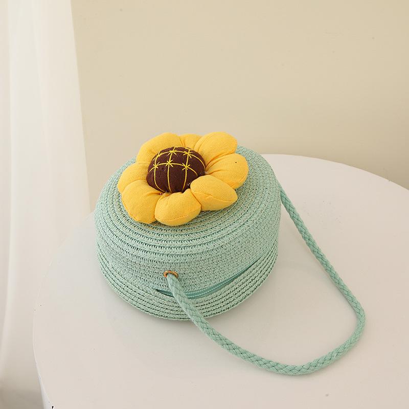 Round Straw Bag Women Woven Crossbody Beach Bag for Ladies Cute Rattan Handmade Knitted Shoulder Bag