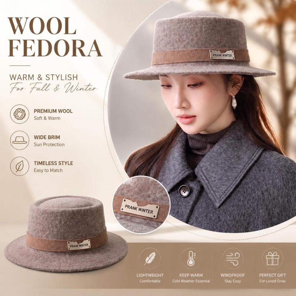 Wool Felt Women's Wool Hat Structured Crown Retro Lady Hat  Coats Dresses Blazers Knitwear