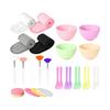 Silicone Mixing Bowl and Brush Set for Face Mask Use, Spa Headbands, Applicator Spatulas and Compressed Mask Pads for Daily Beauty Care