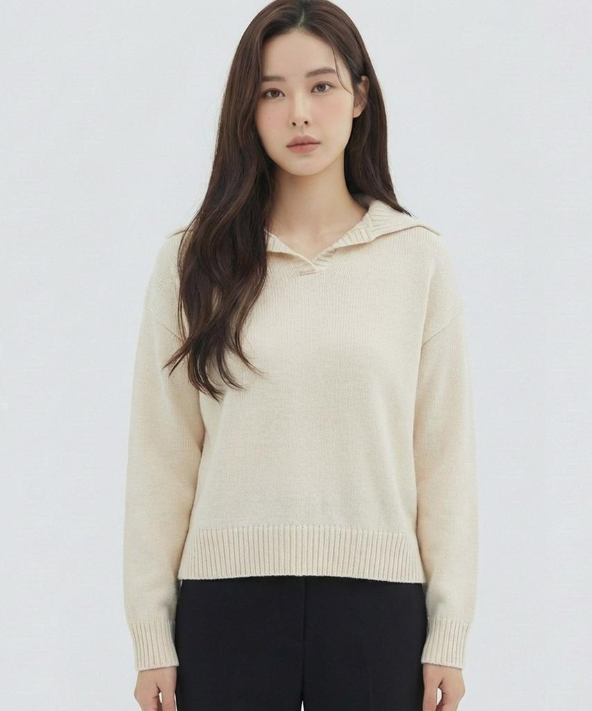 VANAKE Slit Collar Loose Fit Knit_Vb33Ktq403Z