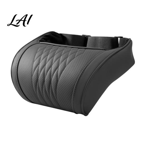 Washable PU Leather Neck Protector Memory Foam Car Pillow/Backrest Breathable Cover with Adjustable Auto Pad Elastic Strap Relieve Fatigue
