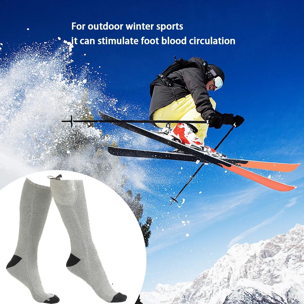 Electric Heated Socks Fast Heating Winter Warm Thermal Socks 1/3 Gear Cold-Proof Skiing Sock Anti Slip for Outdoor Skiing Hiking