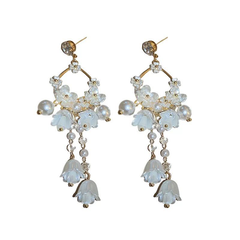 2025 Retro Blume Perle Quaste Ohrringe - Elegante Damen Luxus Hängeohrringe