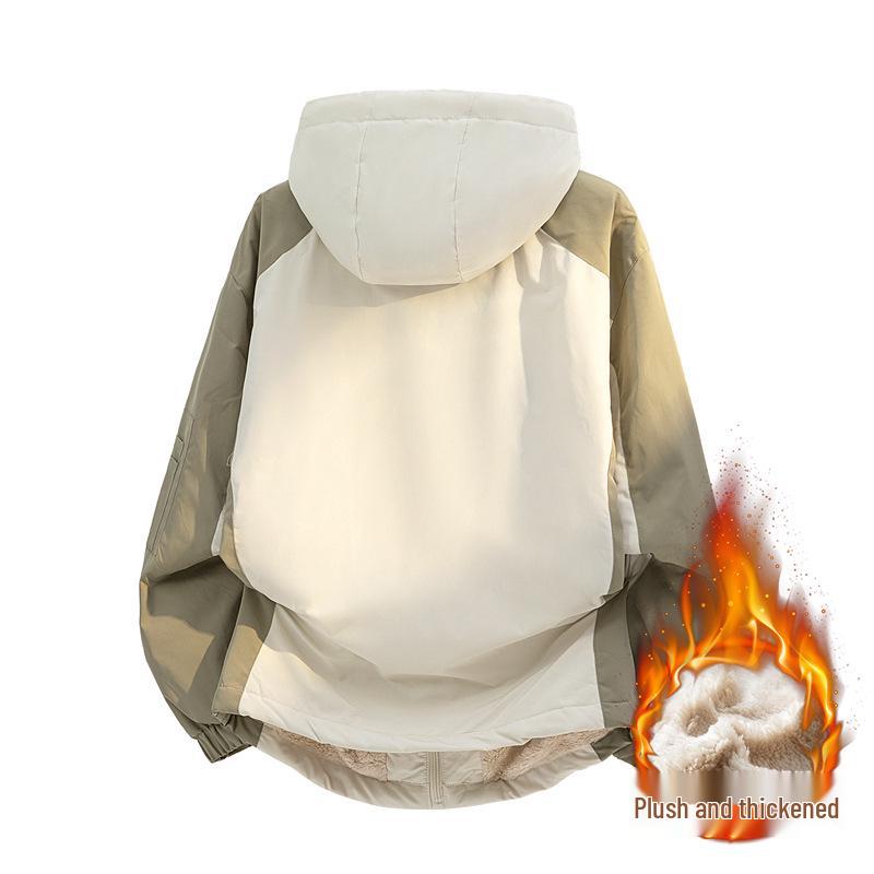 Men's Hooded Jacket: Autumn/Winter 2025, Plus Velvet, Trendy American Style, Outdoor Mountaineering, Casual Workwear.